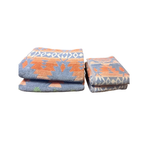 Ralph Lauren Other - Ralph Lauren Home Southwestern Towel Set 4pc Blue Orange Cotton Made in USA